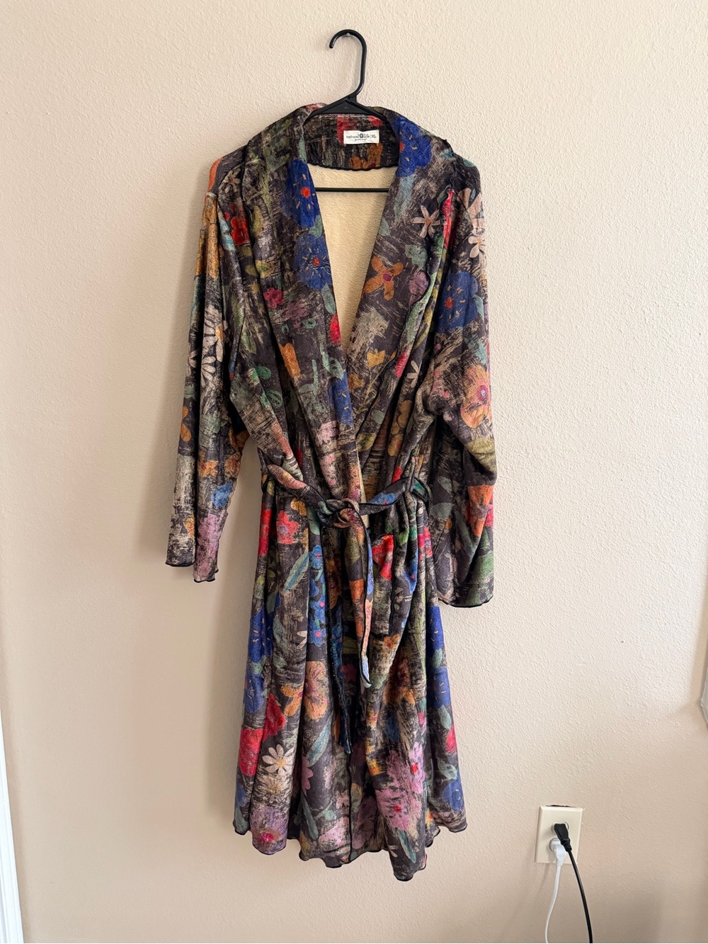 Natural Life Floral Fleece Long Sleeve Robe